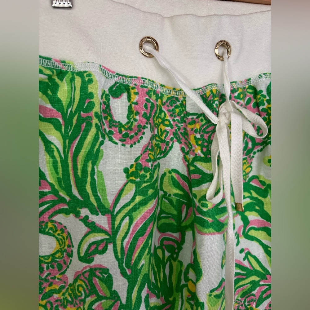 NEW Lilly Pulitzer The Beach Pant Linen Seeing Pink Elephants Print Wide Leg XS - Picture 5 of 6